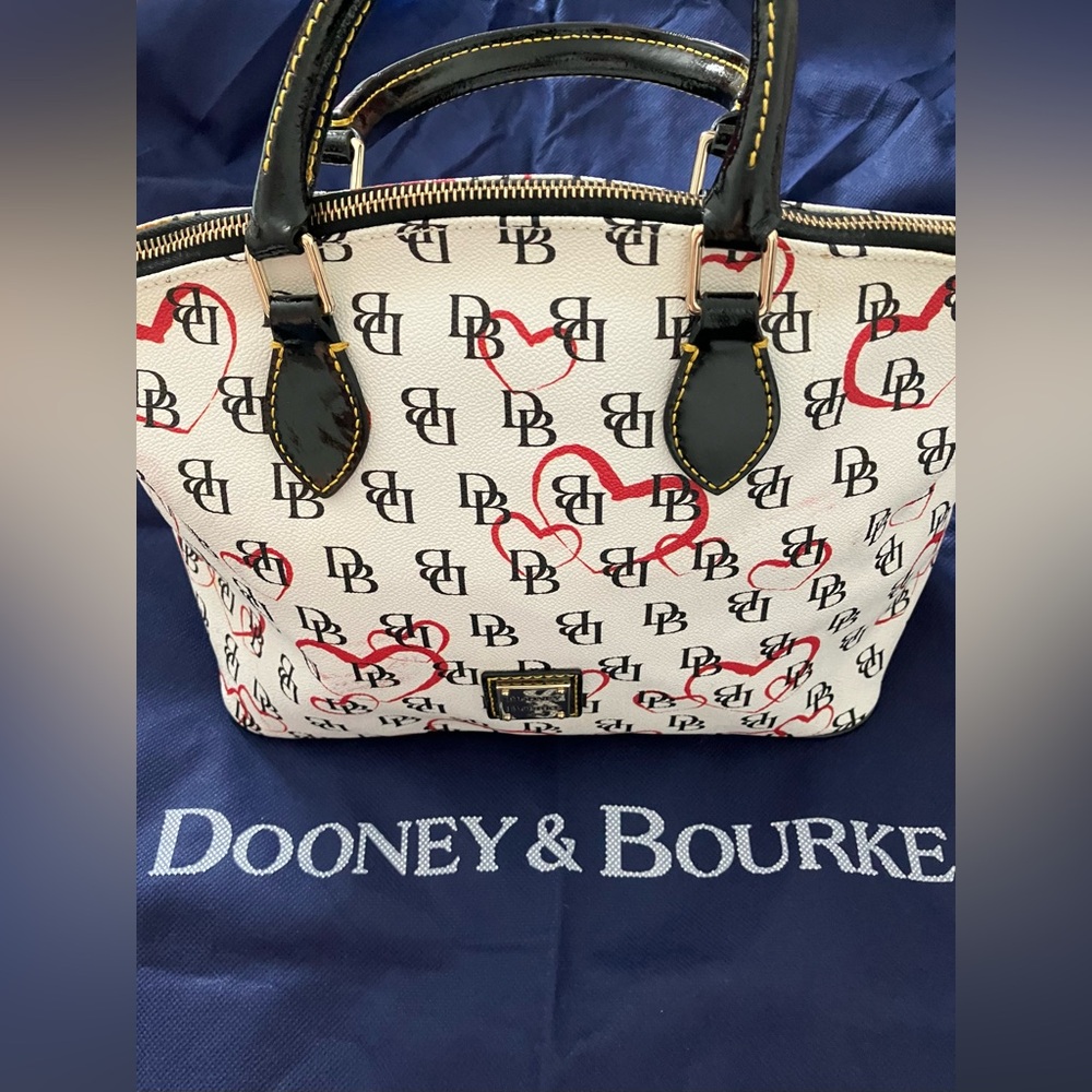 Dooney & Bourke w/ Black Patent Leather Tassel, Handles, Optional Strap and Trim - Picture 11 of 16